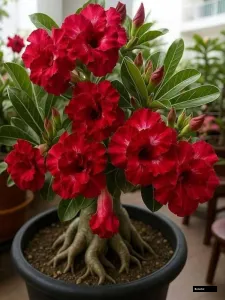 Adenium Red Double Petal Plant – Desert Rose Flowering Plant